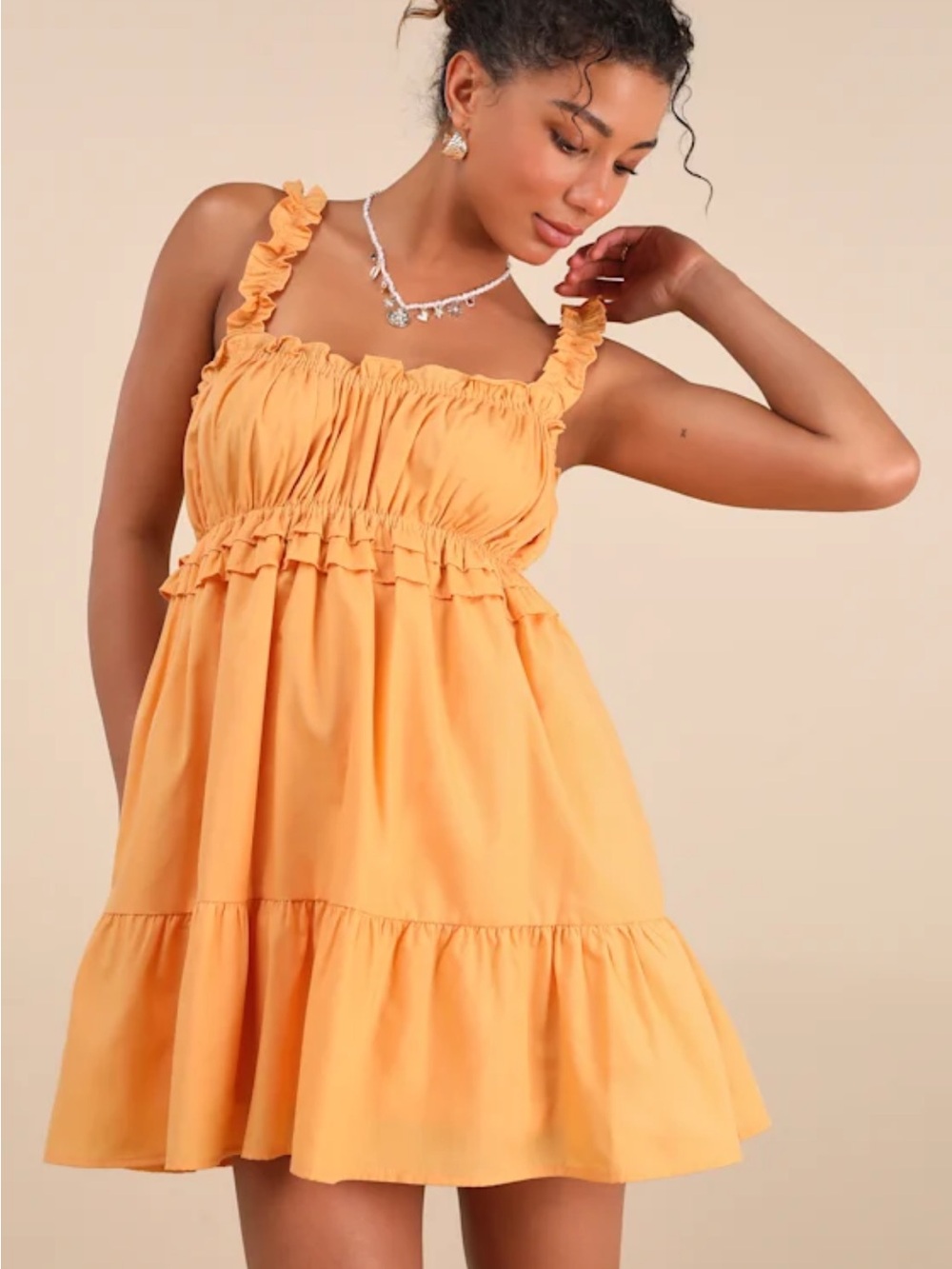 Lulu's orange Ruffle-Trim Mini Dress
